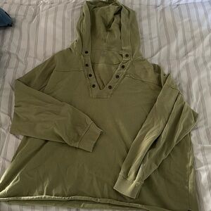 Aerie Green Distressed Hoodie